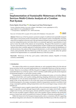 Implementation of Sustainable Motorways of the Sea Services Multi-Criteria Analysis of a Croatian Port System