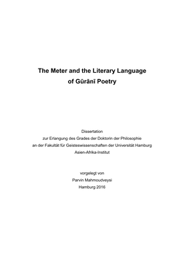 The Meter and the Literary Language of Gūrānī Poetry