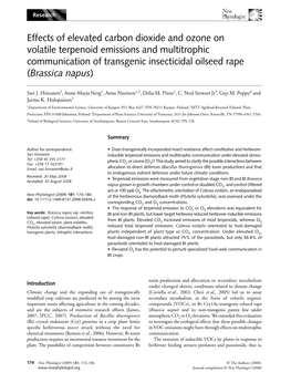 Effects of Elevated Carbon Dioxide and Ozone on Volatile Terpenoid