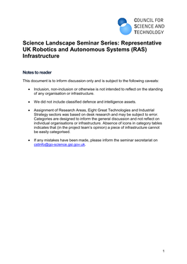 Representative UK Robotics and Autonomous Systems (RAS) Infrastructure