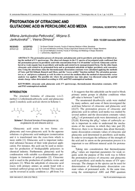 Protonation of Citraconic and Glutaconic Acid in Perchloric Acid