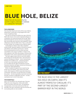 BLUE HOLE, BELIZE Karen Worrall Discovers Why the World’S Largest Underwater Sinkhole Is a Subaquatic Fantasyland