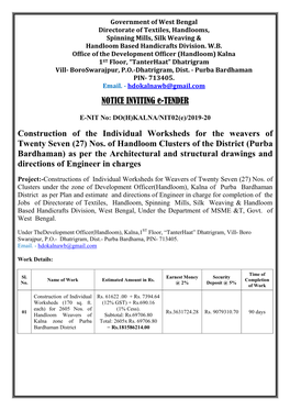 NOTICE INVITING E-TENDER Construction of the Individual