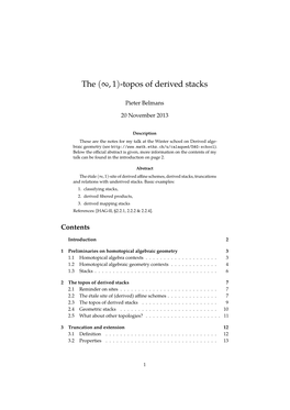 The (∞,1) ( ∞ , 1 ) -Topos of Derived Stacks