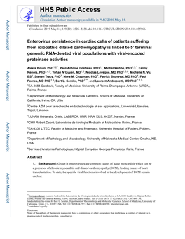 Enterovirus Persistence in Cardiac Cells of Patients Suffering From