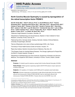 North Carolina Macular Dystrophy Is Caused by Dysregulation of the Retinal Transcription Factor PRDM13