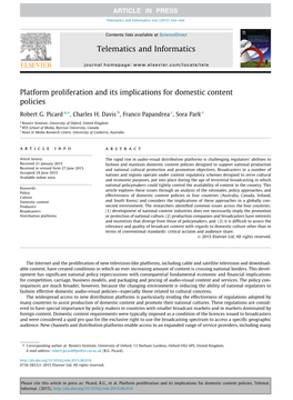 Platform Proliferation and Its Implications for Domestic Content Policies ⇑ Robert G