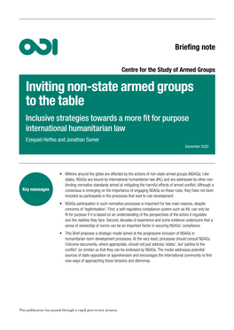 Inviting Non-State Armed Groups to the Table