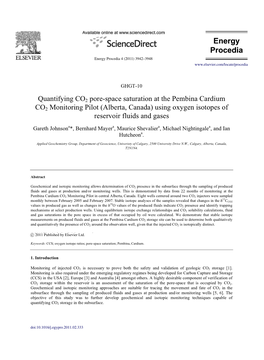 Quantifying CO2 Pore-Space Saturation at the Pembina Cardium CO2 Monitoring Pilot (Alberta, Canada) Using Oxygen Isotopes of Reservoir Fluids and Gases