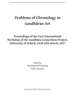 Problems of Chronology in Gandhāran Art