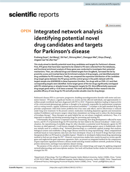 Integrated Network Analysis Identifying Potential Novel Drug Candidates