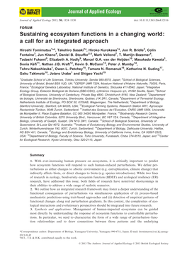 FORUM: Sustaining Ecosystem Functions in a Changing World: a Call