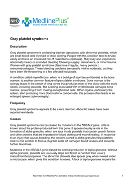 Gray Platelet Syndrome