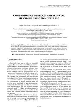 C Omparison of Bedrock and Alluvial Meanders Using 2D Modelling