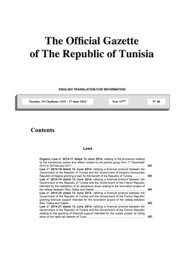 Tunisia and the Government of People’S Democratic Republic of Algeria Granting a Loan for the Benefit of the Republic of Tunisia