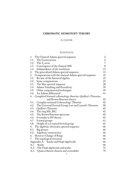 CHROMATIC HOMOTOPY THEORY 1. the Classical Adams Spectral