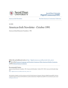 American Irish Newsletter the Ri Ish American Community Collections