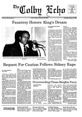 Fauntroy Honors King S Dream Request for Caution Follows Sidney