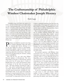 The Craftsmanship of Philadelphia Windsor Chairmaker Joseph Henzey