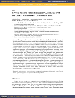 Cryptic Risks to Forest Biosecurity Associated with the Global Movement of Commercial Seed