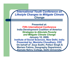 International Youth Conference on Lifestyle Changes to Mitigate Climate Change