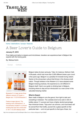 A Beer Lover's Guide to Belgium : Travelage West