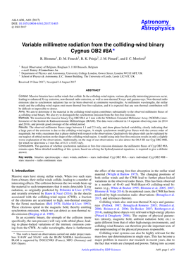Variable Millimetre Radiation from the Colliding-Wind Binary Cygnus OB2 #8A? R