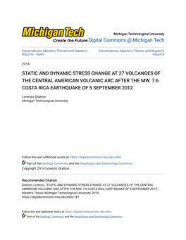 Static and Dynamic Stress Change at 27 Volcanoes of the Central American Volcanic Arc After the Mw