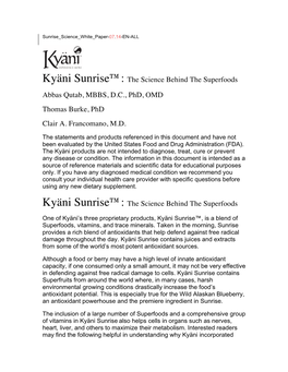 Kyäni Sunrise™:The Science Behind the Superfoods