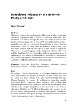 Baudelaire's Influence on the Modernist Poetry of T.S. Eliot