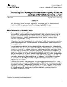 EMI) with Low Voltage Differential Signaling (LVDS