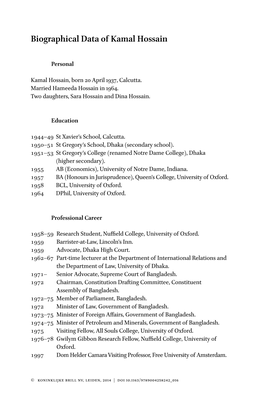 Biographical Data of Kamal Hossain