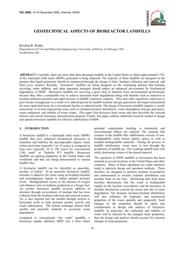 Geotechnical Aspects of Bioreactor Landfills