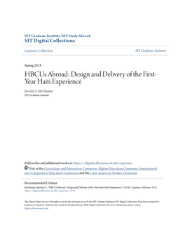 Hbcus Abroad: Design and Delivery of the First-Year Haiti Experience