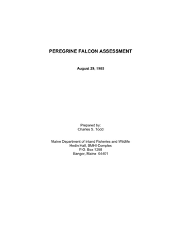 Peregrine Falcon Assessment