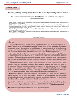 Health Services Access and Regional Disparities in Kerman