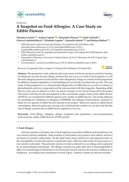 A Snapshot on Food Allergies: a Case Study on Edible Flowers