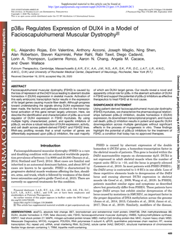 P38a Regulates Expression of DUX4 in a Model of Facioscapulohumeral Muscular Dystrophy S