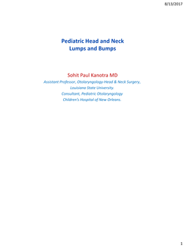 Pediatric Head and Neck Lumps and Bumps