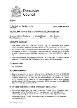 Council Tax Setting Statutory Resolutions Report 2019-20, Item