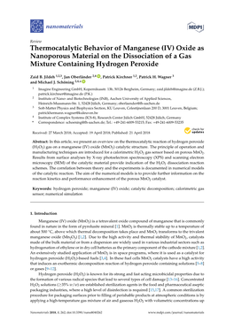 (IV) Oxide As Nanoporous Material on the Dissociation of a Gas Mixture Containing Hydrogen Peroxide