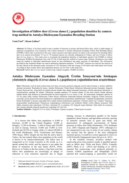 Investigation of Fallow Deer (Cervus Dama L.) Population Densities by Camera Trap Method in Antalya Düzlerçamı Eşenadası Breeding Station