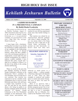 Kehilath Jeshurun Bulletin