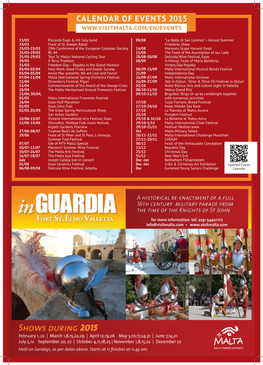 Calendar of Events 2015