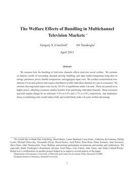 The Welfare Effects of Bundling in Multichannel Television Markets ∗