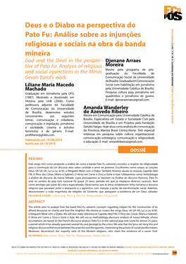 Deus E O Diabo Na Perspectiva Do Pato Fu: Análise Sobre As Injunções T IVA Religiosas E Sociais Na Obra Da Banda P ERS EC