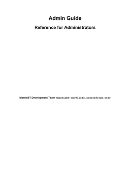 Admin Guide Reference for Administrators