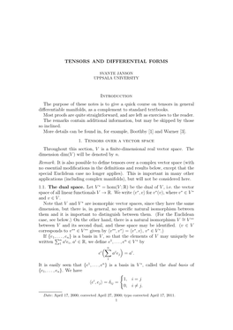 Tensors and Differential Forms