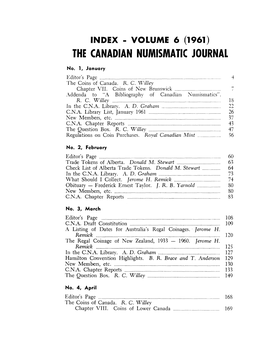 The Canadian Numismatic Journal