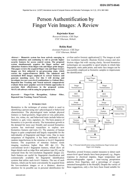 Person Authentification by Finger Vein Images: a Review